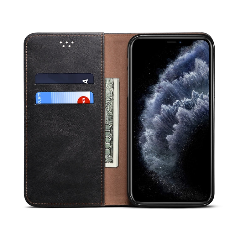 For iPhone 11 Pro Max Simple Wax Crazy Horse Texture Horizontal Flip Leather Case with Card Slots & Wallet