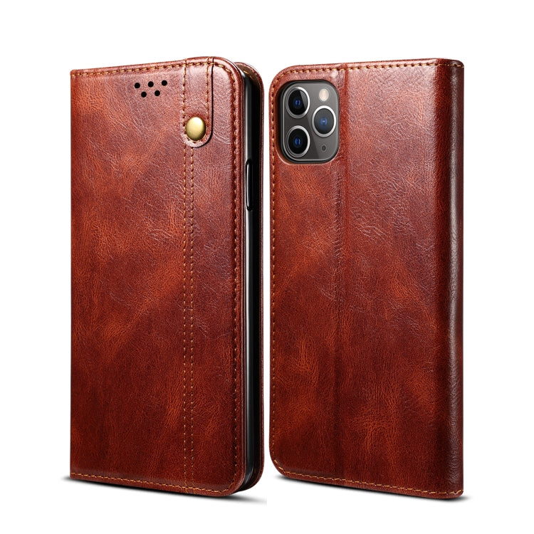 For iPhone 11 Pro Max Simple Wax Crazy Horse Texture Horizontal Flip Leather Case with Card Slots & Wallet
