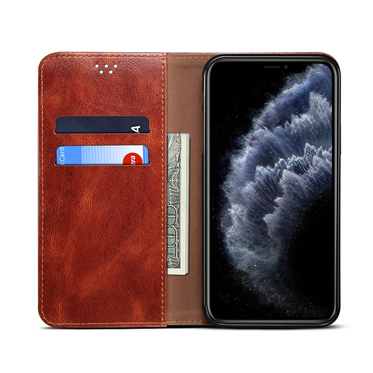 For iPhone 11 Pro Max Simple Wax Crazy Horse Texture Horizontal Flip Leather Case with Card Slots & Wallet