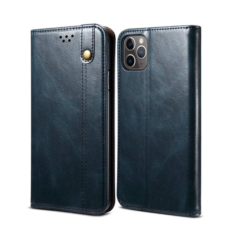 For iPhone 11 Pro Max Simple Wax Crazy Horse Texture Horizontal Flip Leather Case with Card Slots & Wallet