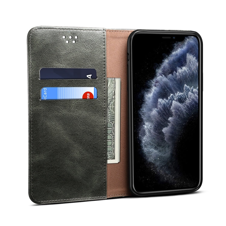 For iPhone 11 Pro Max Simple Wax Crazy Horse Texture Horizontal Flip Leather Case with Card Slots & Wallet