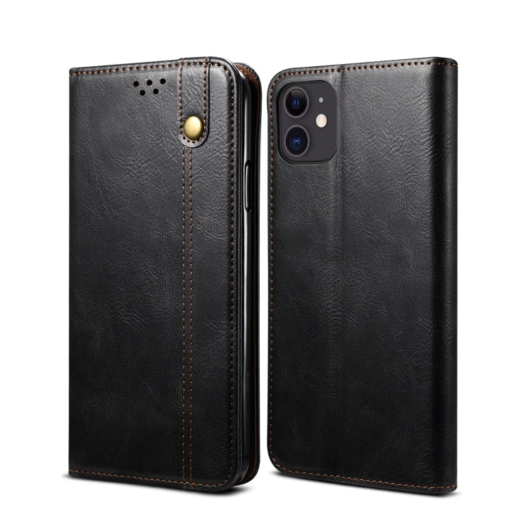 For iPhone 12 mini Simple Wax Crazy Horse Texture Horizontal Flip Leather Case with Card Slots & Wallet