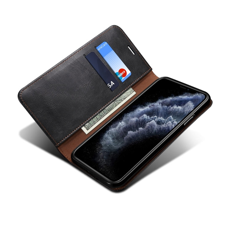 For iPhone 12 mini Simple Wax Crazy Horse Texture Horizontal Flip Leather Case with Card Slots & Wallet