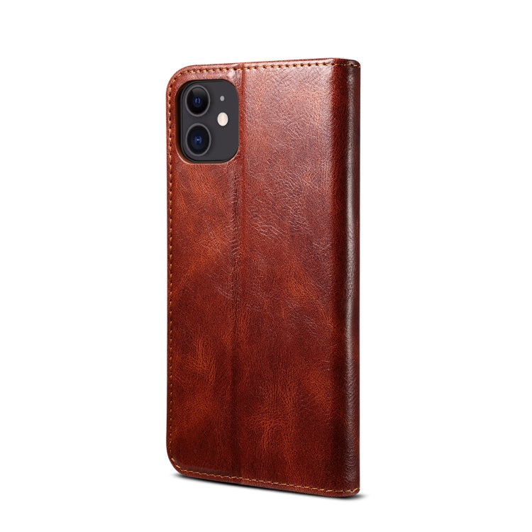 For iPhone 12 mini Simple Wax Crazy Horse Texture Horizontal Flip Leather Case with Card Slots & Wallet