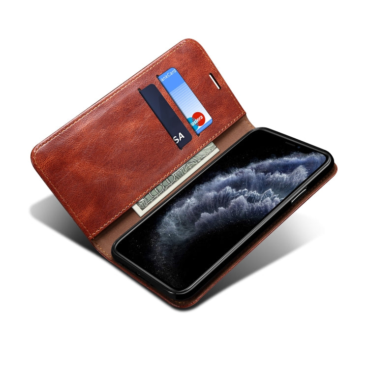For iPhone 12 mini Simple Wax Crazy Horse Texture Horizontal Flip Leather Case with Card Slots & Wallet
