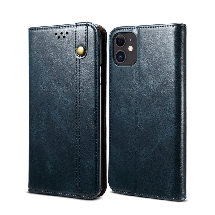 For iPhone 12 mini Simple Wax Crazy Horse Texture Horizontal Flip Leather Case with Card Slots & Wallet