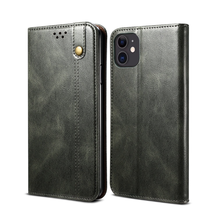 For iPhone 12 mini Simple Wax Crazy Horse Texture Horizontal Flip Leather Case with Card Slots & Wallet