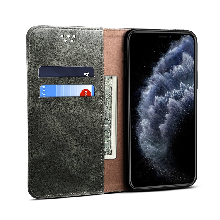 For iPhone 12 mini Simple Wax Crazy Horse Texture Horizontal Flip Leather Case with Card Slots & Wallet