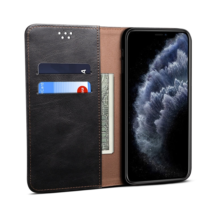 For iPhone 12 Pro Max Simple Wax Crazy Horse Texture Horizontal Flip Leather Case with Card Slots & Wallet