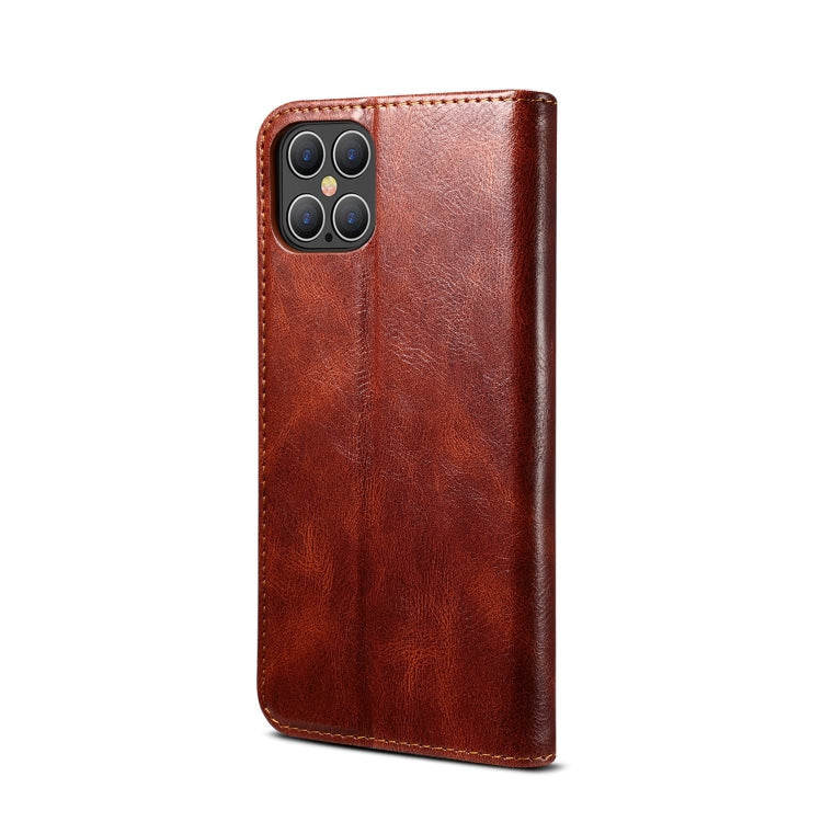For iPhone 12 Pro Max Simple Wax Crazy Horse Texture Horizontal Flip Leather Case with Card Slots & Wallet