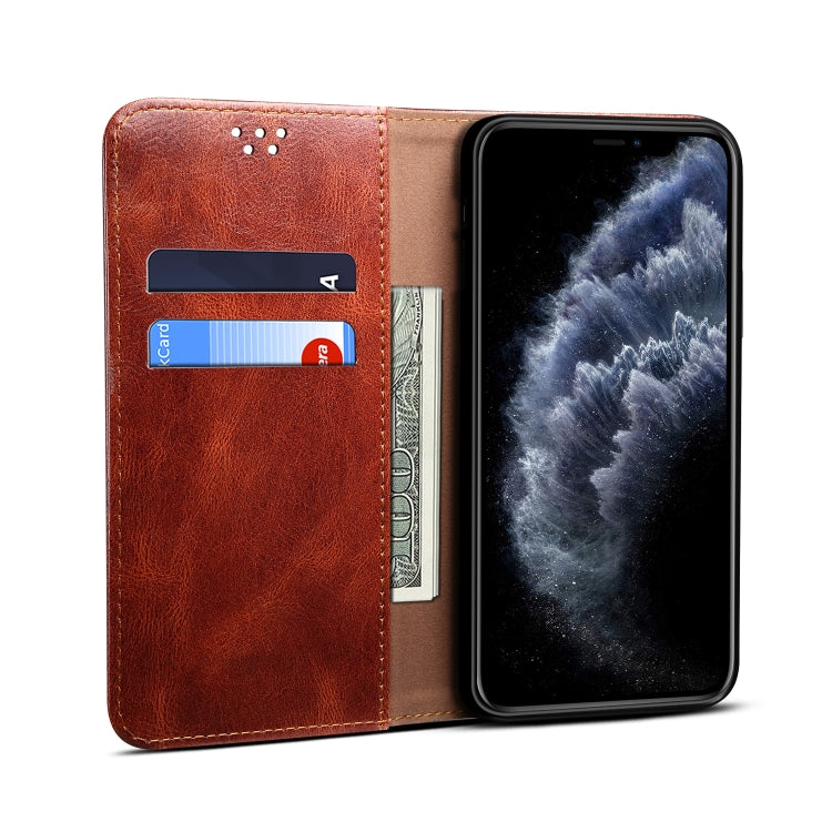 For iPhone 12 Pro Max Simple Wax Crazy Horse Texture Horizontal Flip Leather Case with Card Slots & Wallet