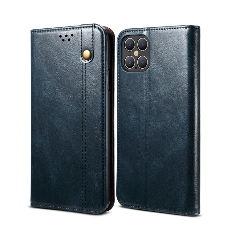 For iPhone 12 Pro Max Simple Wax Crazy Horse Texture Horizontal Flip Leather Case with Card Slots & Wallet
