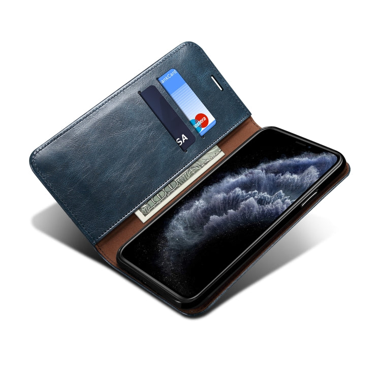 For iPhone 12 Pro Max Simple Wax Crazy Horse Texture Horizontal Flip Leather Case with Card Slots & Wallet