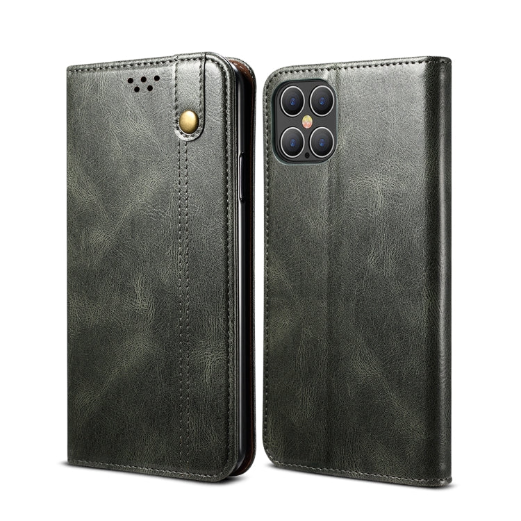 For iPhone 12 Pro Max Simple Wax Crazy Horse Texture Horizontal Flip Leather Case with Card Slots & Wallet