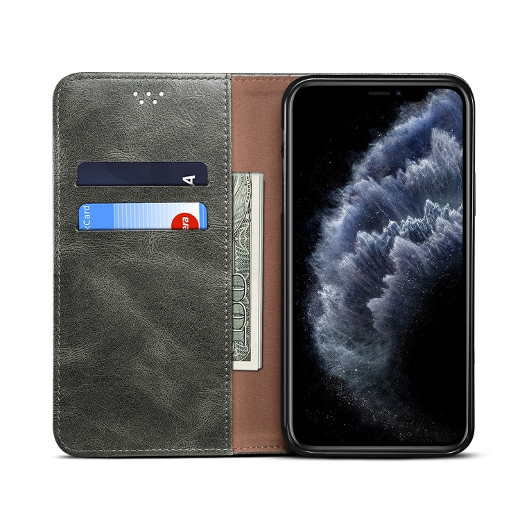 For iPhone 12 Pro Max Simple Wax Crazy Horse Texture Horizontal Flip Leather Case with Card Slots & Wallet