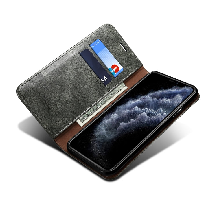 For iPhone 12 Pro Max Simple Wax Crazy Horse Texture Horizontal Flip Leather Case with Card Slots & Wallet