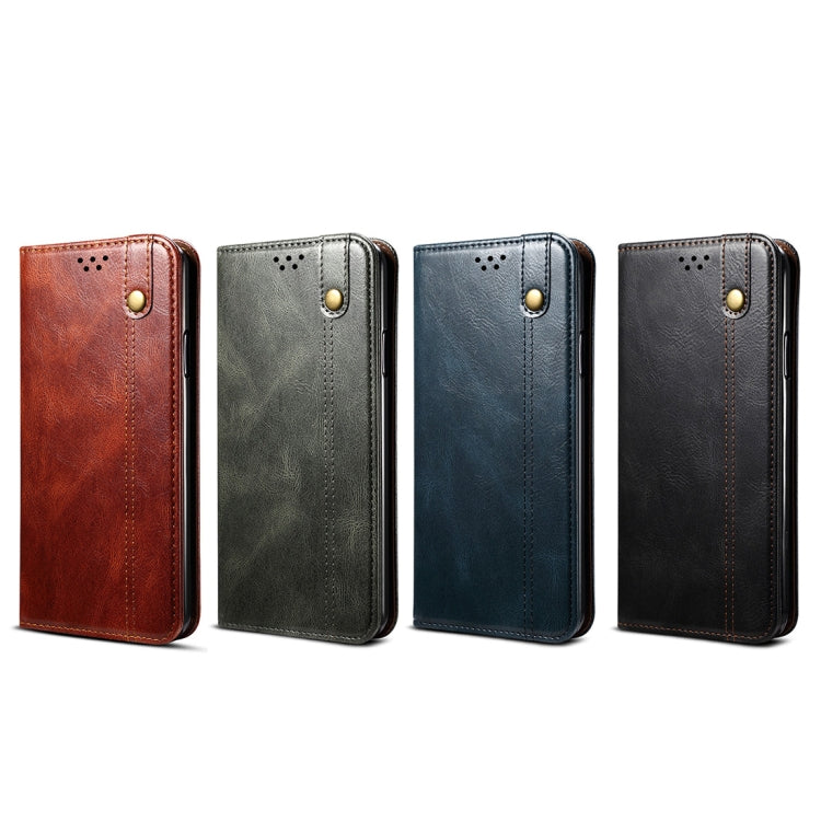 For iPhone 12 Pro Max Simple Wax Crazy Horse Texture Horizontal Flip Leather Case with Card Slots & Wallet