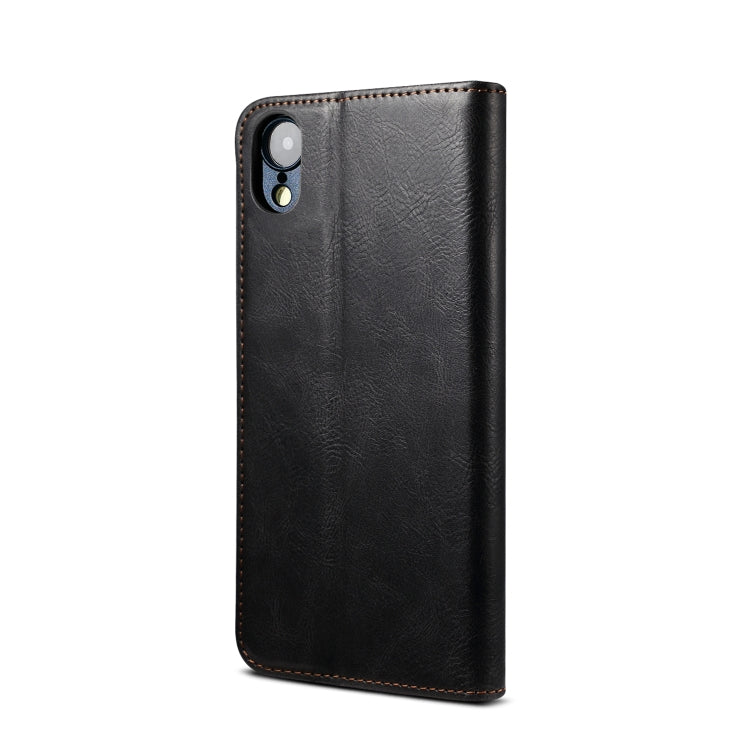 For iPhone XR Simple Wax Crazy Horse Texture Horizontal Flip Leather Case with Card Slots & Wallet