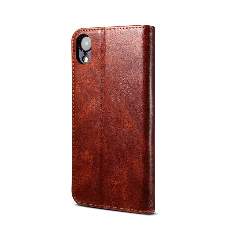 For iPhone XR Simple Wax Crazy Horse Texture Horizontal Flip Leather Case with Card Slots & Wallet