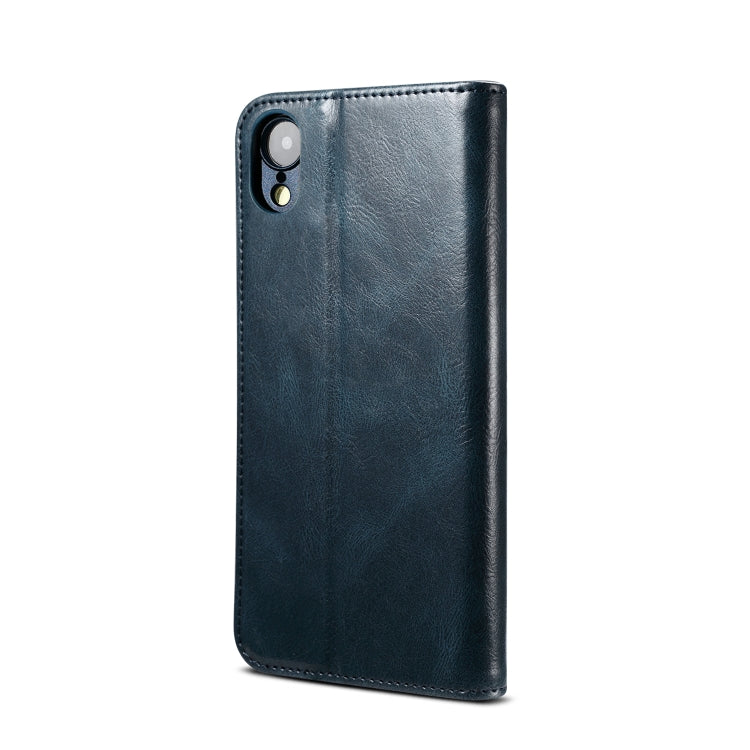 For iPhone XR Simple Wax Crazy Horse Texture Horizontal Flip Leather Case with Card Slots & Wallet