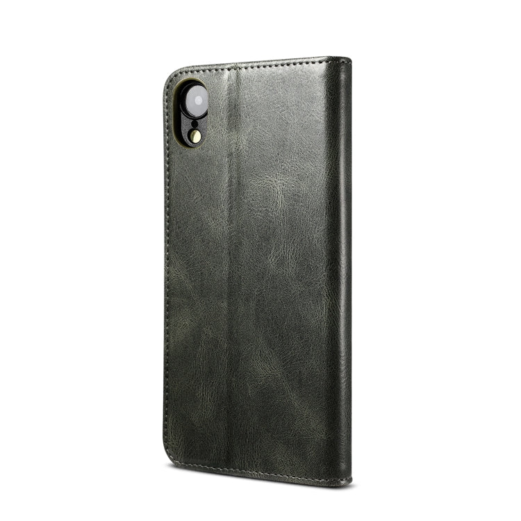For iPhone XR Simple Wax Crazy Horse Texture Horizontal Flip Leather Case with Card Slots & Wallet