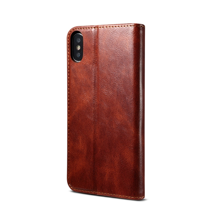 For iPhone XS Max Simple Wax Crazy Horse Texture Horizontal Flip Leather Case with Card Slots & Wallet