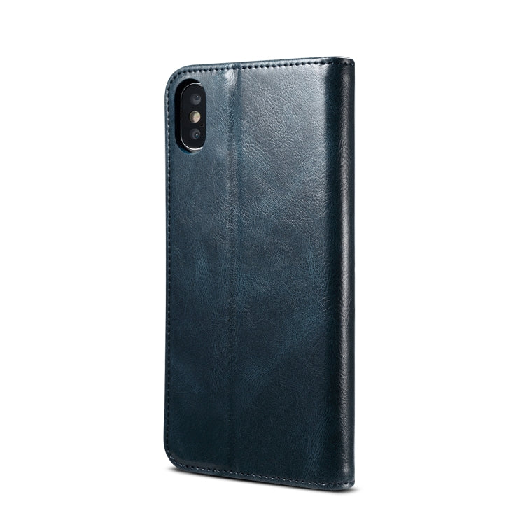 For iPhone XS Max Simple Wax Crazy Horse Texture Horizontal Flip Leather Case with Card Slots & Wallet