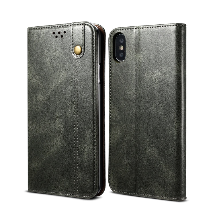 For iPhone XS Max Simple Wax Crazy Horse Texture Horizontal Flip Leather Case with Card Slots & Wallet