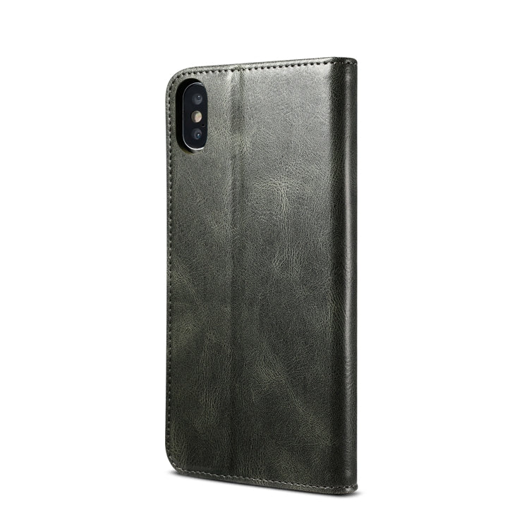 For iPhone XS Max Simple Wax Crazy Horse Texture Horizontal Flip Leather Case with Card Slots & Wallet