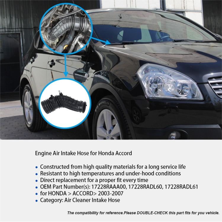 Car Intake Pipe 17228RAAA00 for Honda Accord 2003-2007