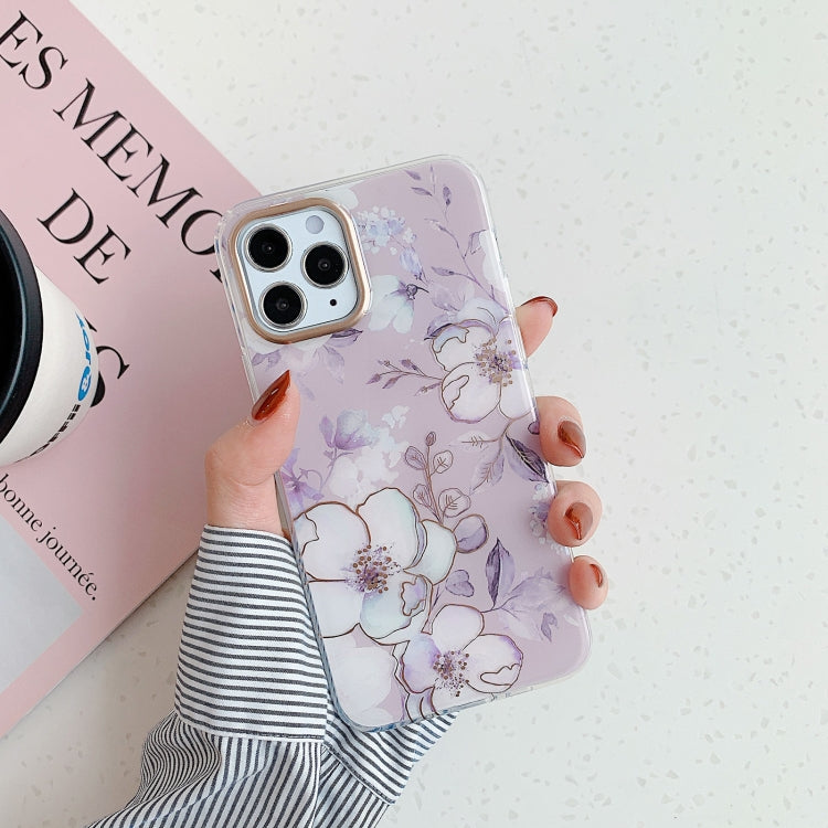 For iPhone 12 Pro Max Golden Circle Flower Pattern Dual-side Laminating TPU Case