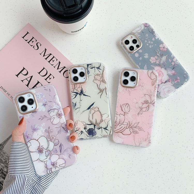For iPhone 12 Pro Max Golden Circle Flower Pattern Dual-side Laminating TPU Case