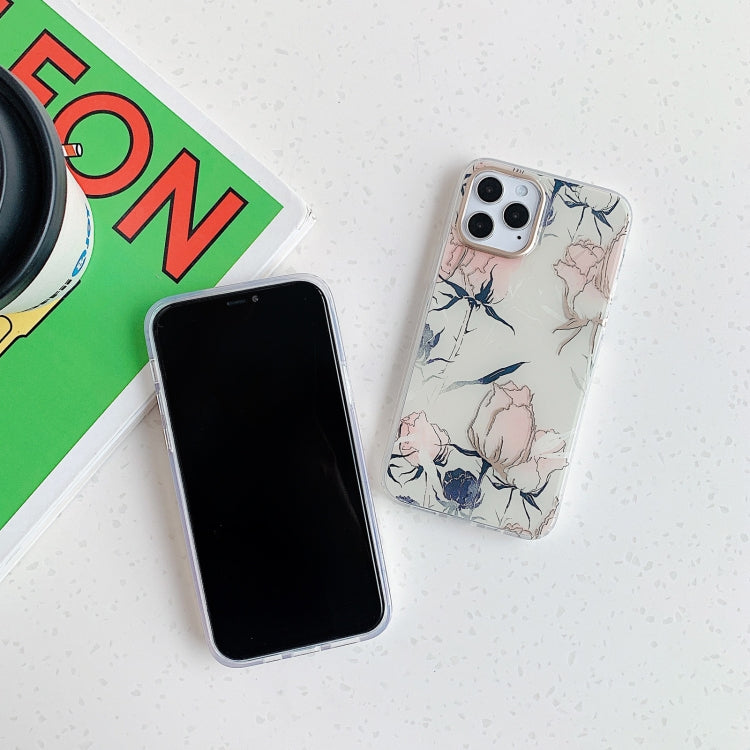 For iPhone 12 Pro Max Golden Circle Flower Pattern Dual-side Laminating TPU Case