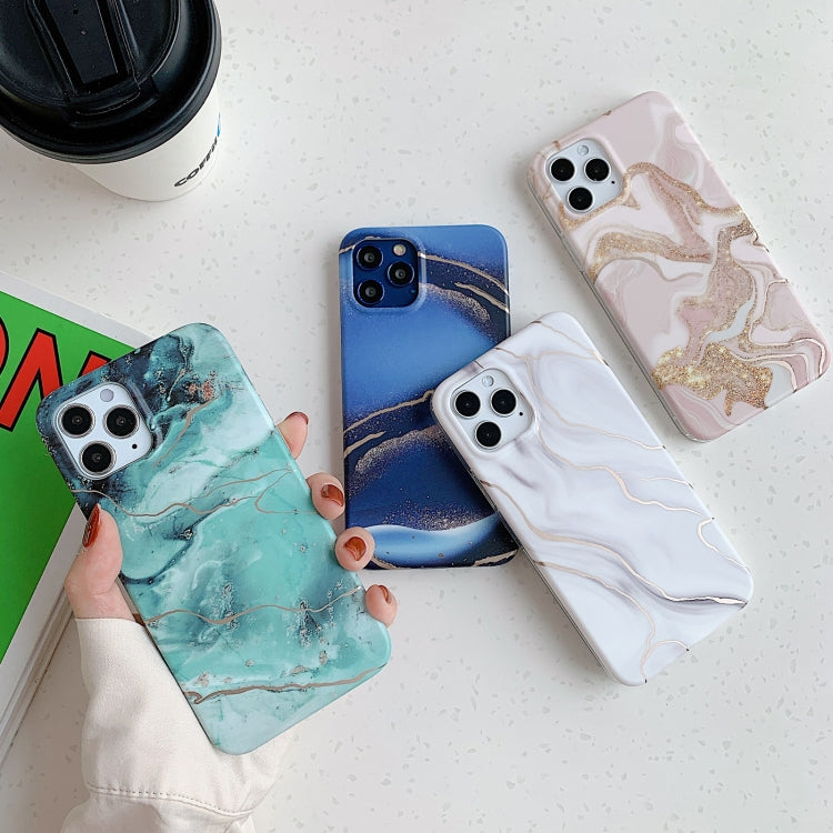 For iPhone 12 / 12 Pro Golden Circle Marble Pattern Dual-side Laminating TPU Case