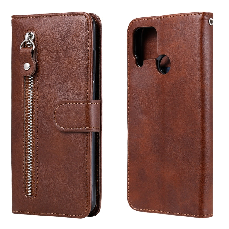 For OPPO Realme C15 / C12 Fashion Calf Texture Zipper Horizontal Flip Leather Case with Holder & Card Slots & Wallet