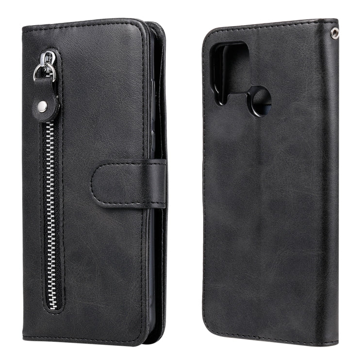 For OPPO Realme C15 / C12 Fashion Calf Texture Zipper Horizontal Flip Leather Case with Holder & Card Slots & Wallet