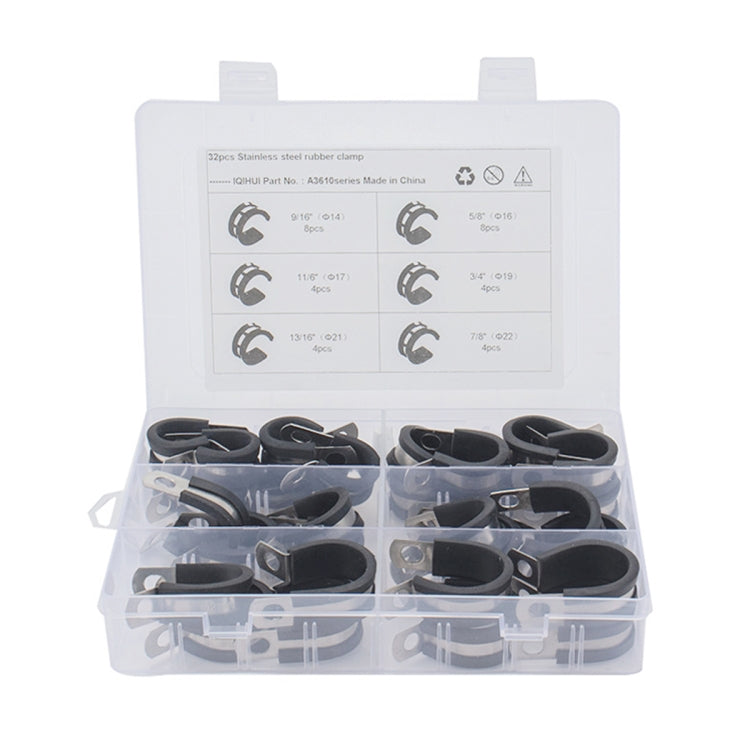 32 PCS Car Rubber Cushion Pipe Clamps 304 Stainless Steel Clamps