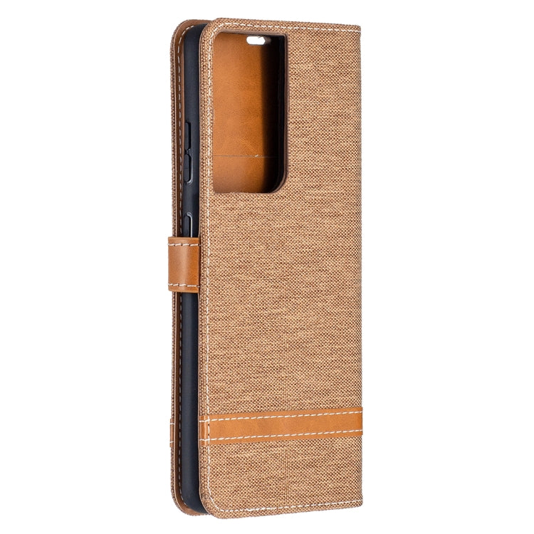 For Samsung Galaxy S21 Ultra 5G Color Matching Denim Texture Horizontal Flip Leather Case with Holder & Card Slots & Wallet & Lanyard