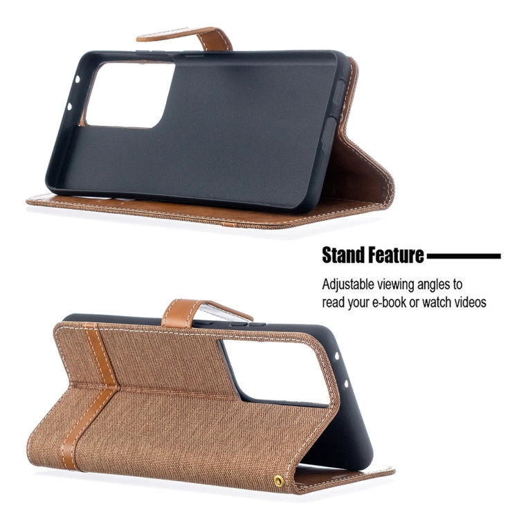 For Samsung Galaxy S21 Ultra 5G Color Matching Denim Texture Horizontal Flip Leather Case with Holder & Card Slots & Wallet & Lanyard