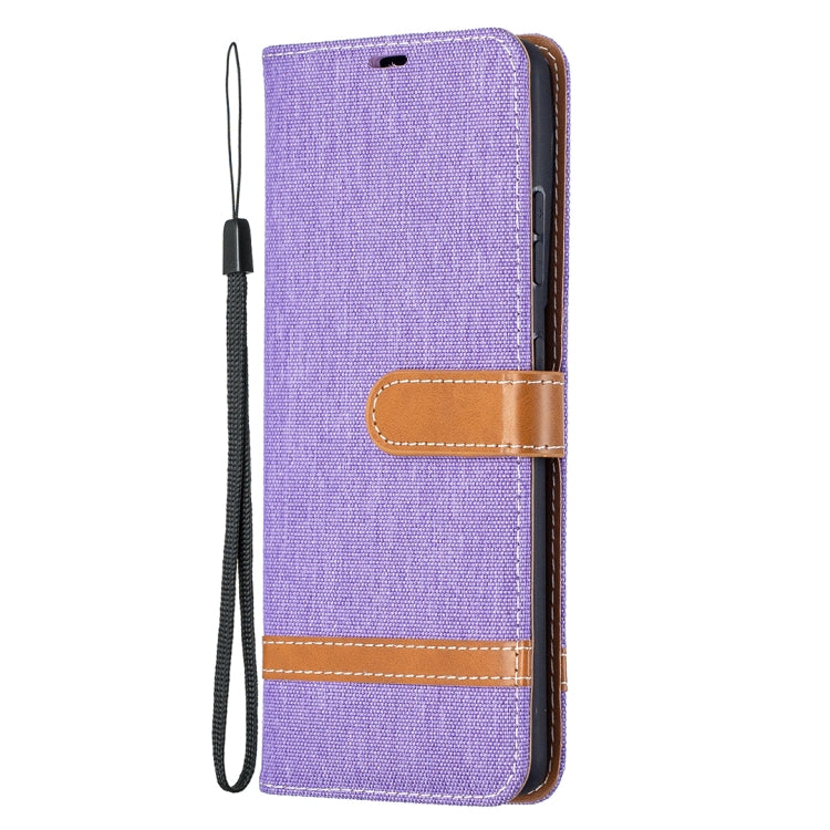 For Samsung Galaxy S21 Ultra 5G Color Matching Denim Texture Horizontal Flip Leather Case with Holder & Card Slots & Wallet & Lanyard