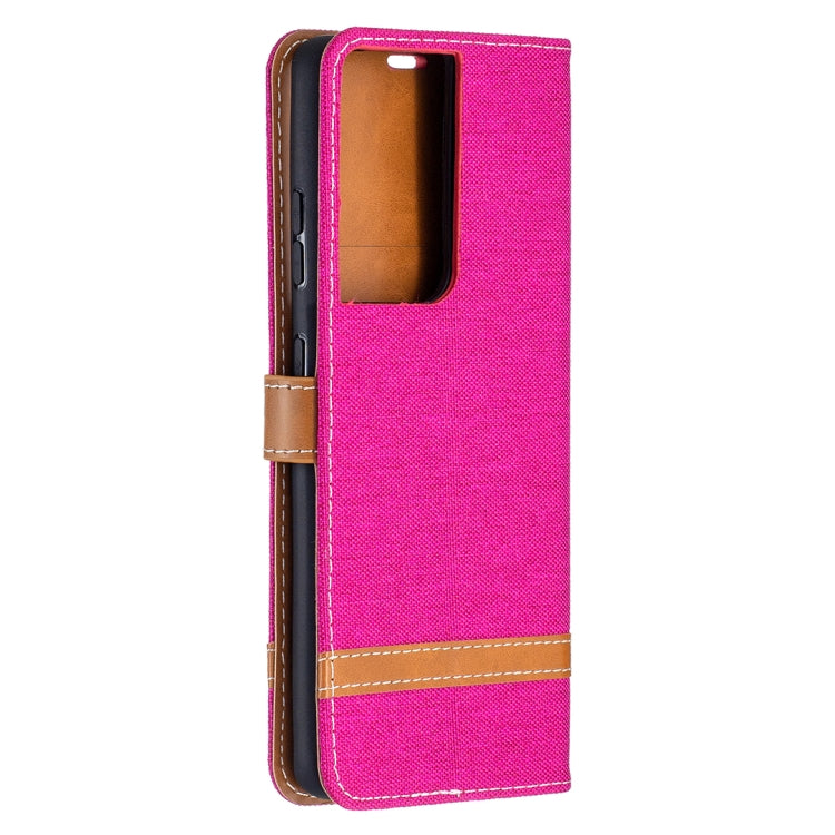 For Samsung Galaxy S21 Ultra 5G Color Matching Denim Texture Horizontal Flip Leather Case with Holder & Card Slots & Wallet & Lanyard