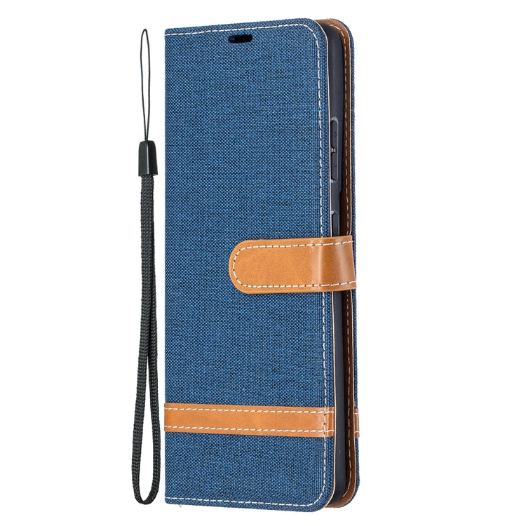 For Samsung Galaxy S21 Ultra 5G Color Matching Denim Texture Horizontal Flip Leather Case with Holder & Card Slots & Wallet & Lanyard