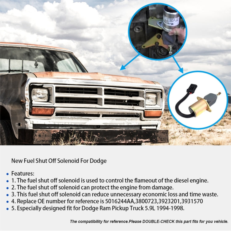 Car Engine Flameout Solenoid Valve 5016244AA for Dodge