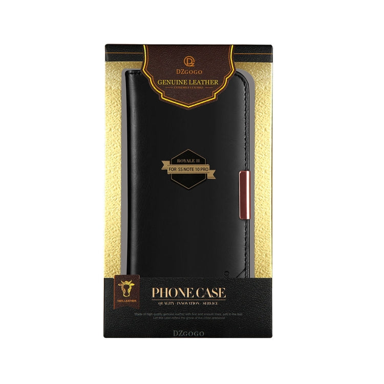 For Galaxy Note 10+ DZGOGO ROYALE II Series Magnetic Horizontal Flip Genuine Leather Case with Card Slots & Holder