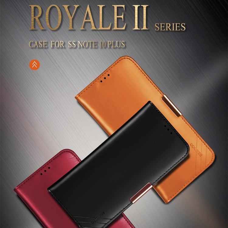 For Galaxy Note 10+ DZGOGO ROYALE II Series Magnetic Horizontal Flip Genuine Leather Case with Card Slots & Holder