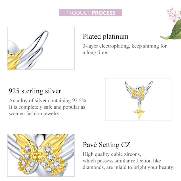 S925 Sterling Silver Star Wings Beads DIY Bracelet Necklace Accessories
