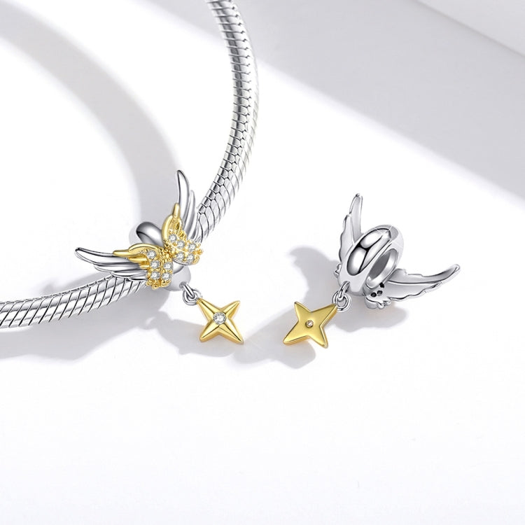 S925 Sterling Silver Star Wings Beads DIY Bracelet Necklace Accessories