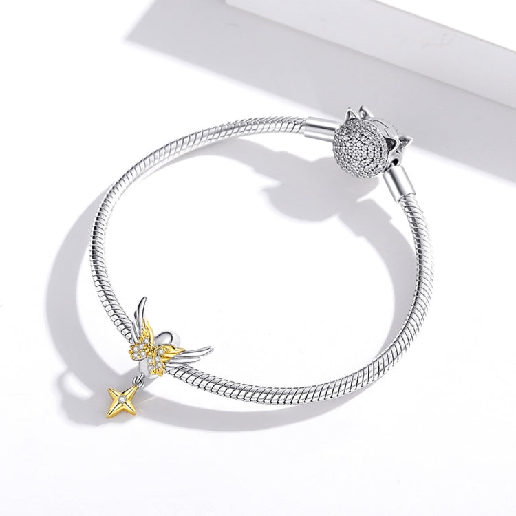 S925 Sterling Silver Star Wings Beads DIY Bracelet Necklace Accessories