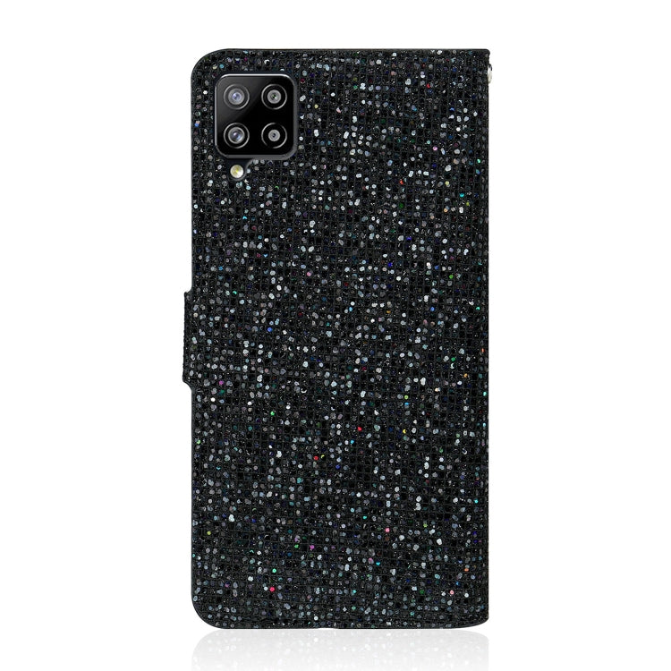 For Samsung Galaxy A42 Glitter Powder Horizontal Flip Leather Case with Card Slots & Holder & Lanyard