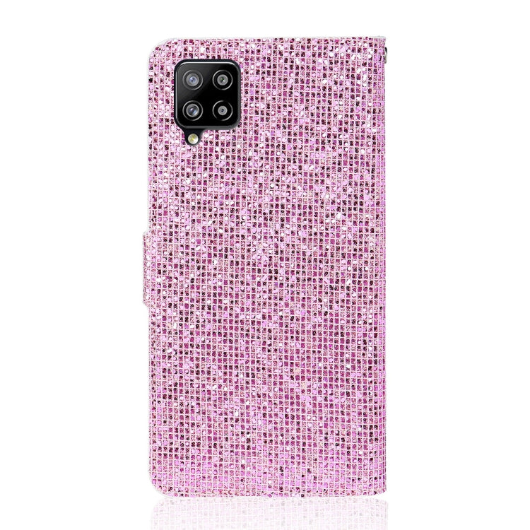 For Samsung Galaxy A42 Glitter Powder Horizontal Flip Leather Case with Card Slots & Holder & Lanyard